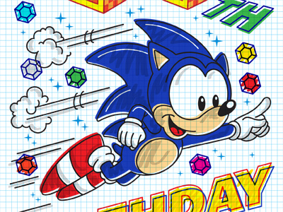 Super Sonic! 16 bit 1992 1994 90s birthday carlos vigil chaos emeralds fantasy camp fresh colors future shock graph paper grid marker original sonic the hedgehog sega sonic the hedgehog sonic the hedgehog comics sparkles srd stars super rad super rad design