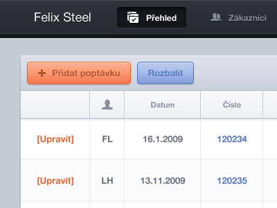 Felix Steel buttons clean table ui web