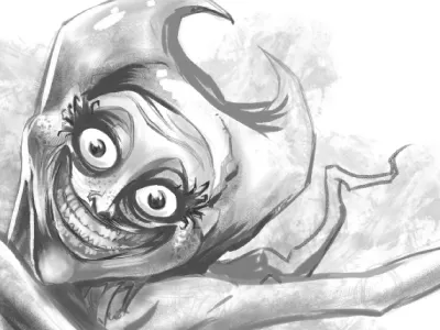 Marionette Concept Sketch character design comic doll evil toy fantasy graphite illustration marionette painting pencil puppet