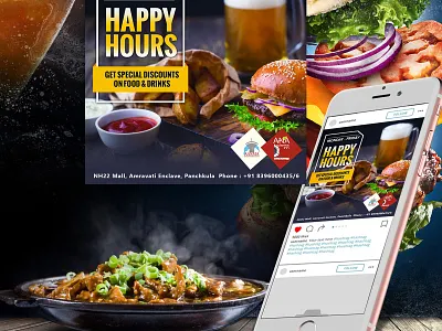 Happy Hours Post graphic design photoshop social media ui