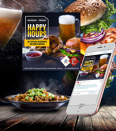 Happy Hours Post graphic design photoshop social media ui