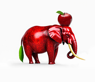 fruity giants apple art branding creativedesign digital art elephant fruit graphic design manipulation art red tarafa