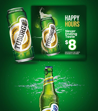 Tuborg happy hours post design beerpostdesign contentmarketing graphic design photoshop socialmedia tubourg ui