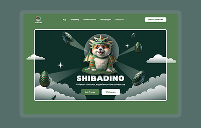 Shibadino meme coin Homepage 3d animation graphic design motion graphics ui ui design ux design web3