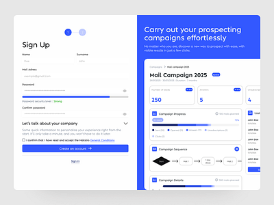 SaaS Onboarding Design Concept app blue clean create account log in modern onboarding onboarding page product design saas saas login saas register sign up sign up form sign up screen ui uiux ux web