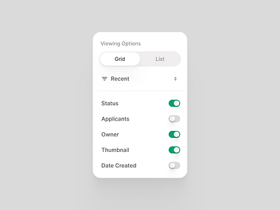 Viewing Options / Filters approval branding design dropdown filter sorting status ui ui kit ux viewing option