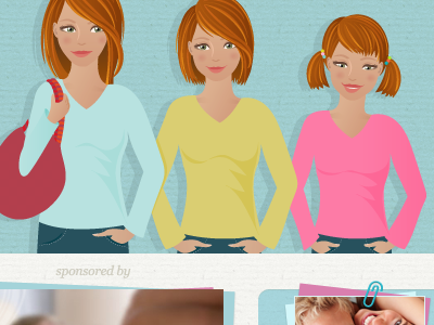 Girls girls girls ginger girl header header illustration illustration illustrator paper texture pink teal vector illustration