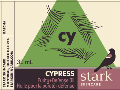 Cypress closeup design illustration label packaging skincare typography