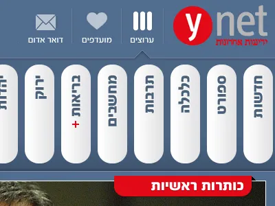 Ynet iPad App UX & GUI Design by Inkod Hypera Ltd. app assaf button design dray gui hypera icons ilan inkod ipad israel menu minimalist neat priel slide submenu ux ynet