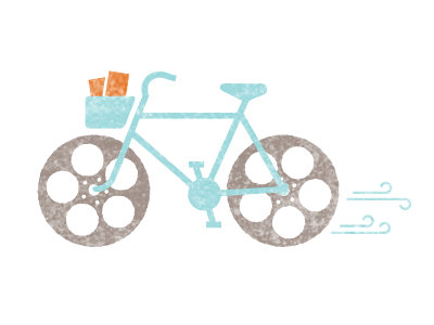 Reels on Wheels Mark bicycle bike charity illustration logo nonprofit