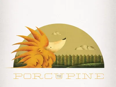 Porcupine Dribble animal clouds color environment hill hills illustration outdoors paper porcupine texture textures type typography