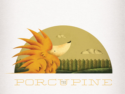 Porcupine Dribble animal clouds color environment hill hills illustration outdoors paper porcupine texture textures type typography