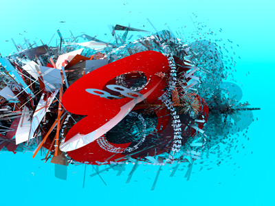 Shattered 8 B 3d 8 cinema4d experiment fragmented shattered type