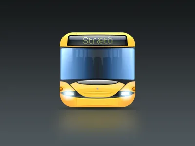 Bus app icon app apple blue bus car glass icon illustration ios ipad iphone light machine web yellow