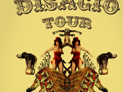Poster circus elephant halftone tiger vintage