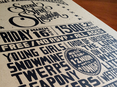 Second Street Showdown - Printed austin hand drawn lettering sxsw typography