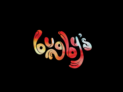 Psuedo-complete Bugby's logotype psychedelic watercolor wordmark