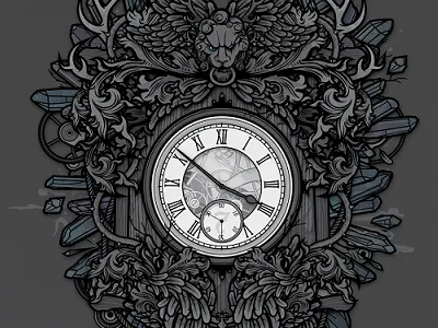 Cult Of The Silent Eye (Stranded Version) clock concepts crystal desktop floral forest gear heraldry illustration j3concepts jthree lion mobile time vector vine wallpack