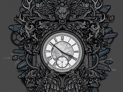 Cult Of The Silent Eye (Stranded Version) clock concepts crystal desktop floral forest gear heraldry illustration j3concepts jthree lion mobile time vector vine wallpack
