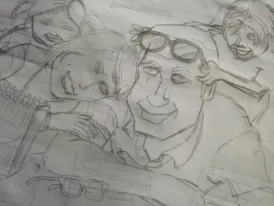 Family Sketch family pencil rough sketch