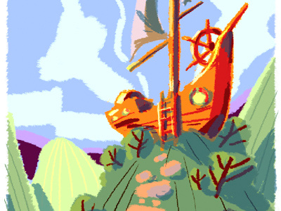 WIP Ship Wrecked childrens book color key digital illustration work in progress