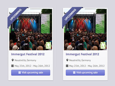 Upcoming Offers button calendar festicket ribbon ui