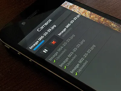 Cambox Upload screen cambox iphone ui