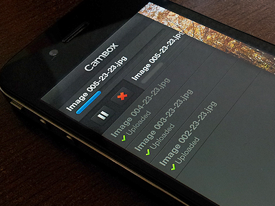 Cambox Upload screen cambox iphone ui