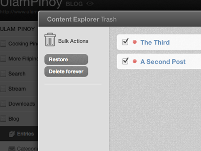 Content Explorer Trash app cloud cms live trash webpop