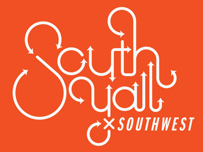 SYXSW arrows lines orange south by sxsw type