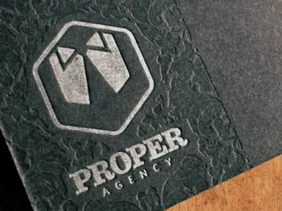 Proper business card proof black business card damask letterpress paper printing proper silver