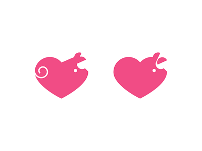 Lovepigs animal care heart icon logo love pet pig symbol