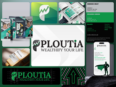 Ploutia Finserv Logo Design 3d adobe brand identity brand stationery branding color palette design finance logo fintech logo graphic graphic design icon logo logo design minimal logo modern logo monogram logo professional logo typography wordmark