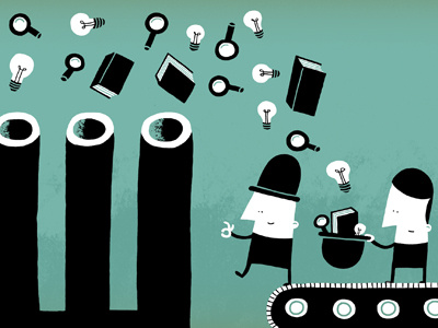 Knowledge Factory 1 character factory illustration