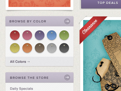 Browse By Color ecommerce green orange purple red script texture ui
