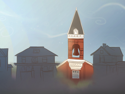 Spring Illustration Update building color drake drawing illustration magazine main old scene spring university vector