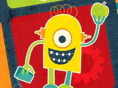 Braces Robot Super Small fabric design illustration quilt robot surface design textile design