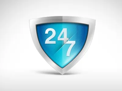 24/7 Security Icon 247 blue icon security shield