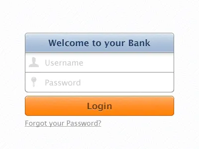 Simple Login UI for a Bank App bank blue login orange password username
