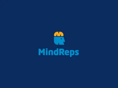 MindReps brain head identity knowledge logo logotype m minimal modern r repetition simple