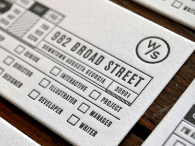 Wier / Stewart Cards business cards letterpress