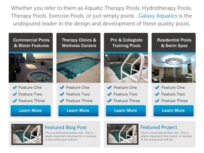 Galaxy Aquatics Home Page aquatic therapy boxes design graphics pools water web web site