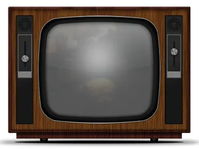 Retro Wooden Television with Metal Sliders illustration knob realistic retro slider television textured vintage wooden