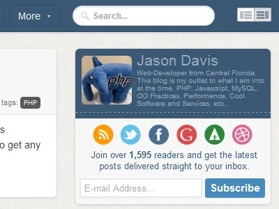 Blog Sidebar Social + Subscription blog css sidebar web design wordpress
