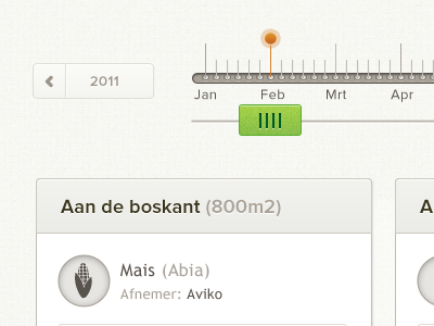 Farm application timline crop date events flow icon knob navigation pop up slider tabs time timeline year