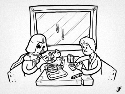 it wasn't always easy... burger darth drawing embarassing parents fries illustration inking lightsaber luke scribble sketch starwars teenager vader