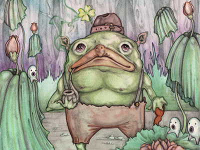 Kappa digital illustration imp japan kappa leprechaun watercolor