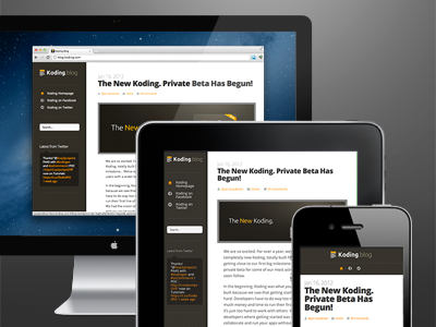Responsive Mockup of the Koding blog blog cinema display ipad iphone koding responsive wordpress