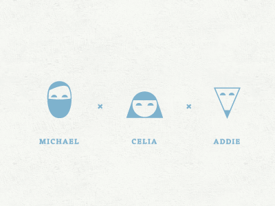 Man, girl, dog faces family icons illustration