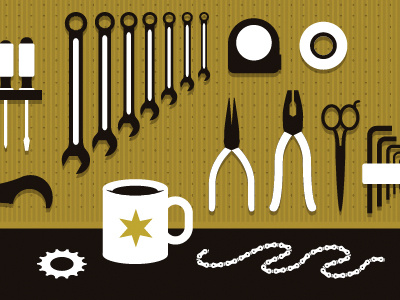 Work Bench bench bicycle chain chicago coffee cog tools vector